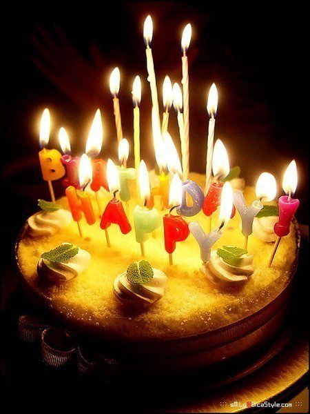 С днем рождения - свечи, поздравление, день рождения, торт - оригинал
