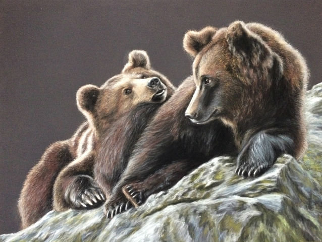 Медведи - живопись, пара, медведи, животные - оригинал