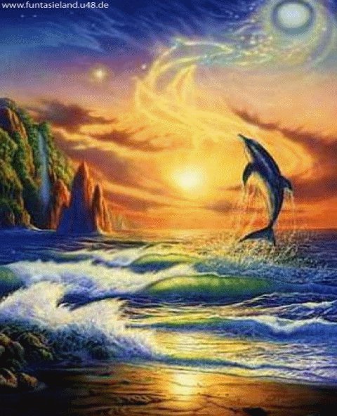 Игривый дельфин - морской пейзаж, пейзаж, дельфин, море - оригинал