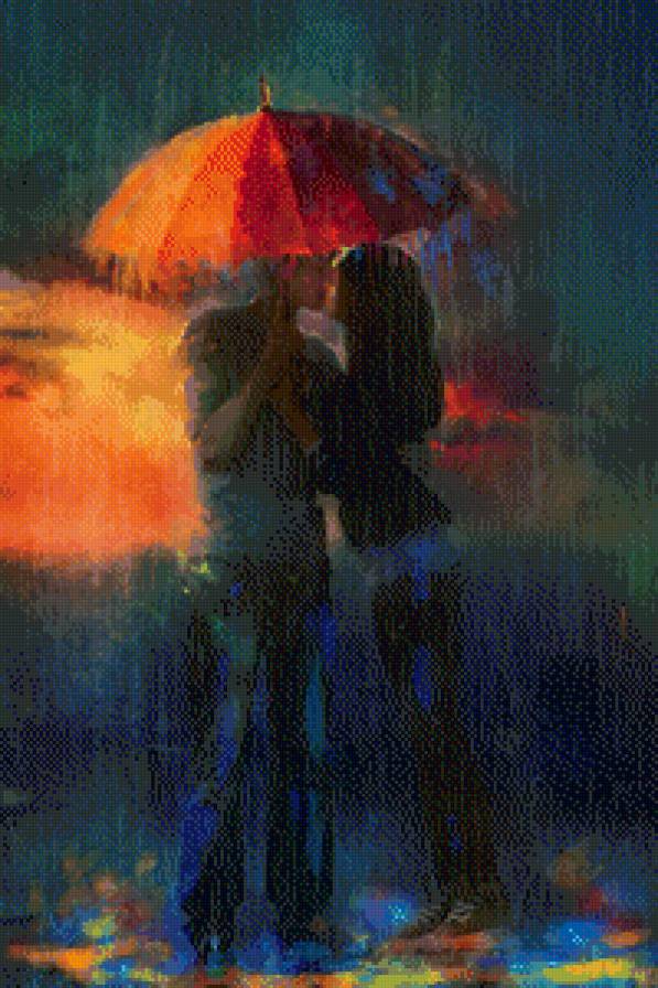 двое под зонтом - дождь, люди, мужчина, двое, влюбленные, зонт, девушка, парень, пара - предпросмотр