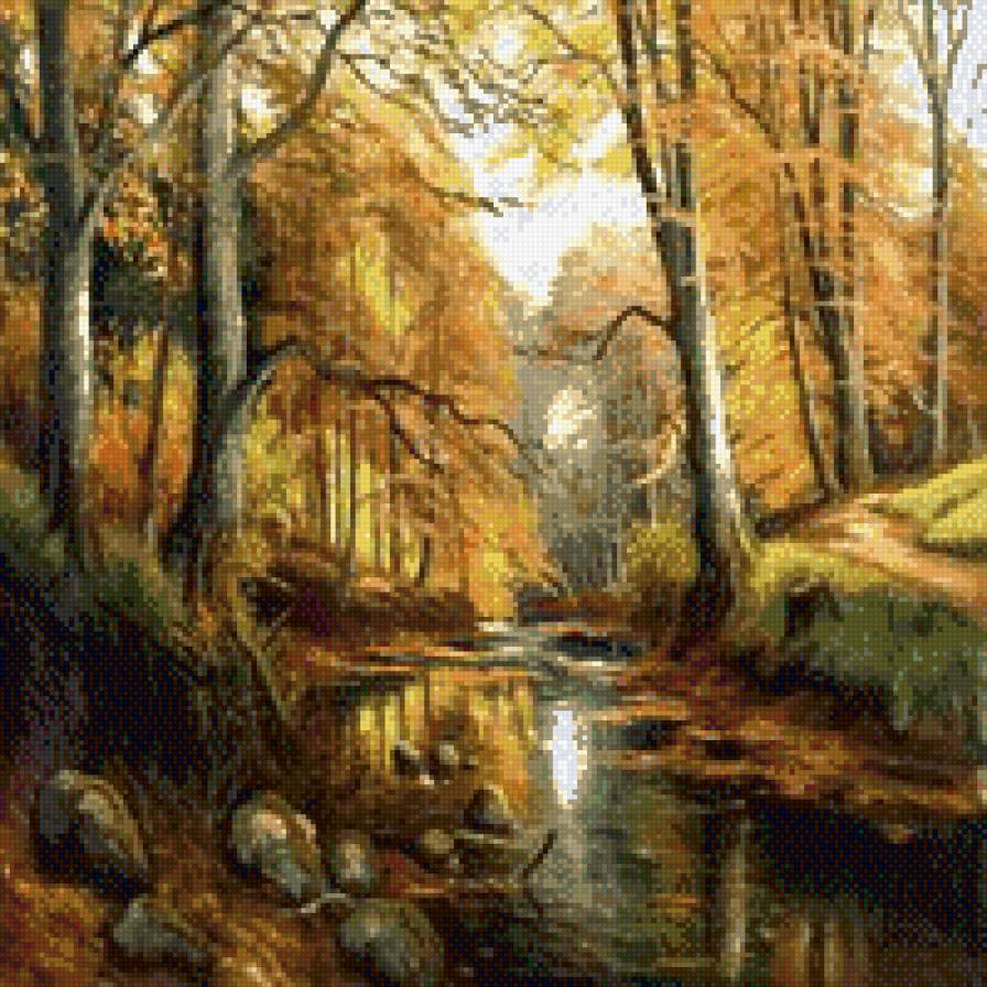 лесной ручей - ручей, пейзаж, лес, осень, природа - предпросмотр