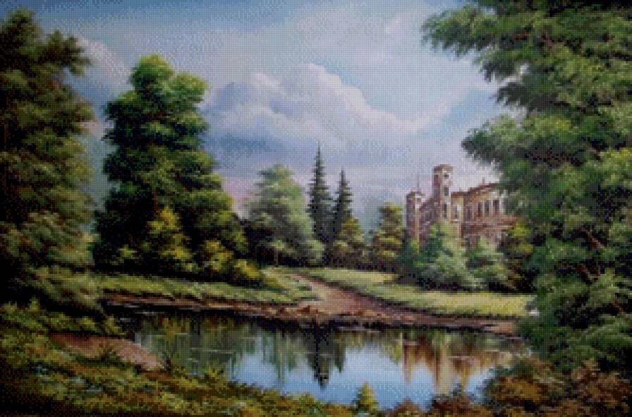 летний пейзаж - лето, природа, вода, деревья - предпросмотр