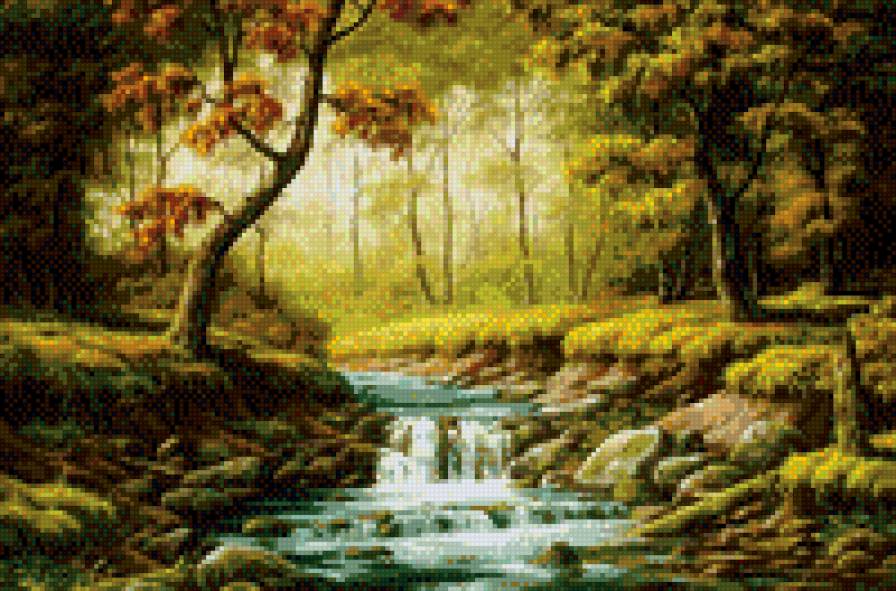 в лесу - лес, ручей, природа, пейзаж. осень - предпросмотр