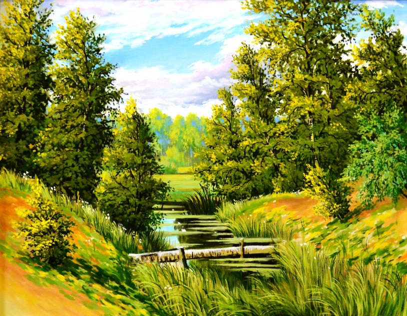 тихая речка-2 - пейзаж, лес, природа, река - оригинал