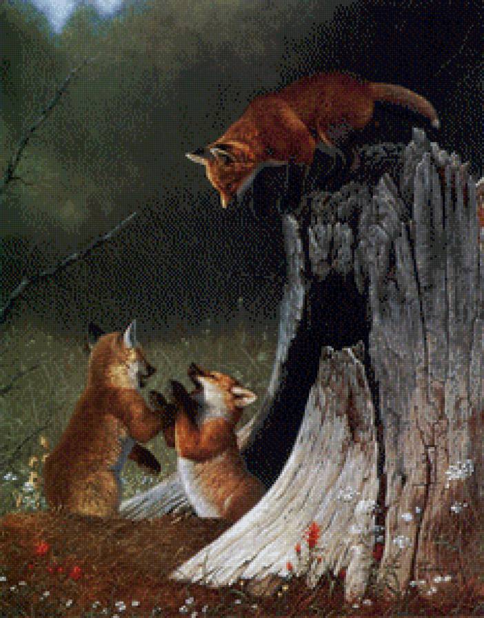 Лисята - животные, лиса, природа - предпросмотр