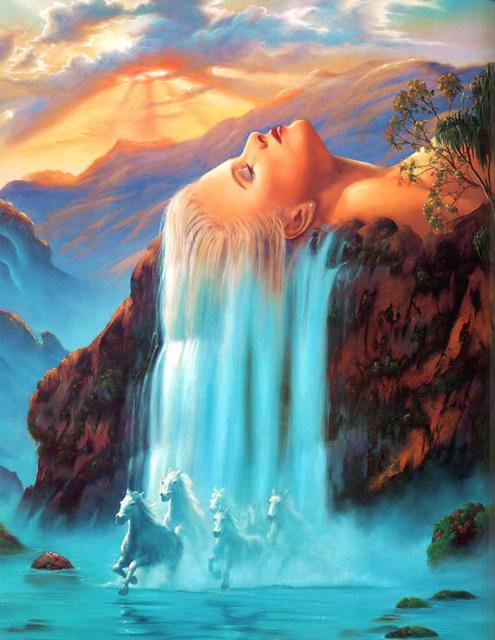 Водопад - фэнтези - водопад, девушка, фэнтези - оригинал