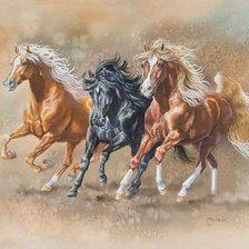 Схема вышивки «джуди гибсон 25 три коня»