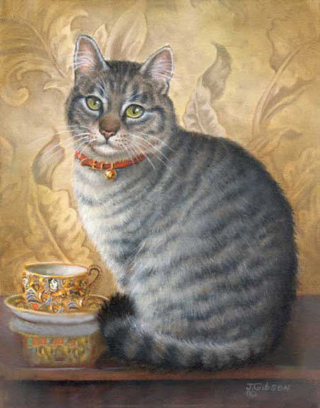 джуди гибсон 32 серый кот - дом, кошка, кот, джуди гибсон, картина, котенок, коробка, подарки, уют - оригинал