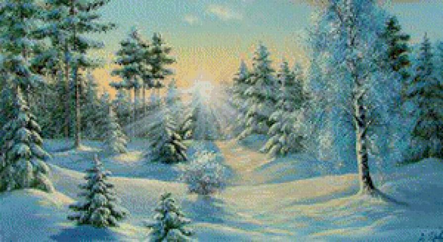 зимнее утро - дерево, сугроб, снег, зима, природа, пейзаж, ели, сосна, елки, лес - предпросмотр