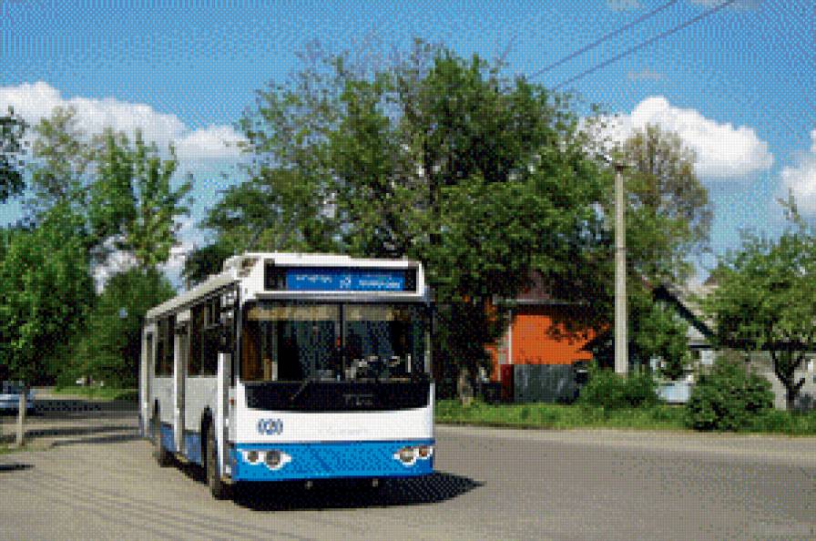 Троллейбус в деревне - транспорт, маршрут, деревня, дорога, троллейбус, город, дом - предпросмотр