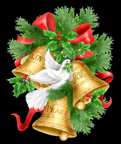 Голубок и колокольчики - голубь, рождество, птицы, колокольчики - оригинал