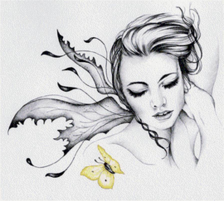 Девушка - девушка, монохром, фэнтези, красавица - предпросмотр