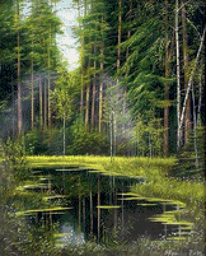 лесное озеро - пейзаж, природа, лес, озеро - предпросмотр