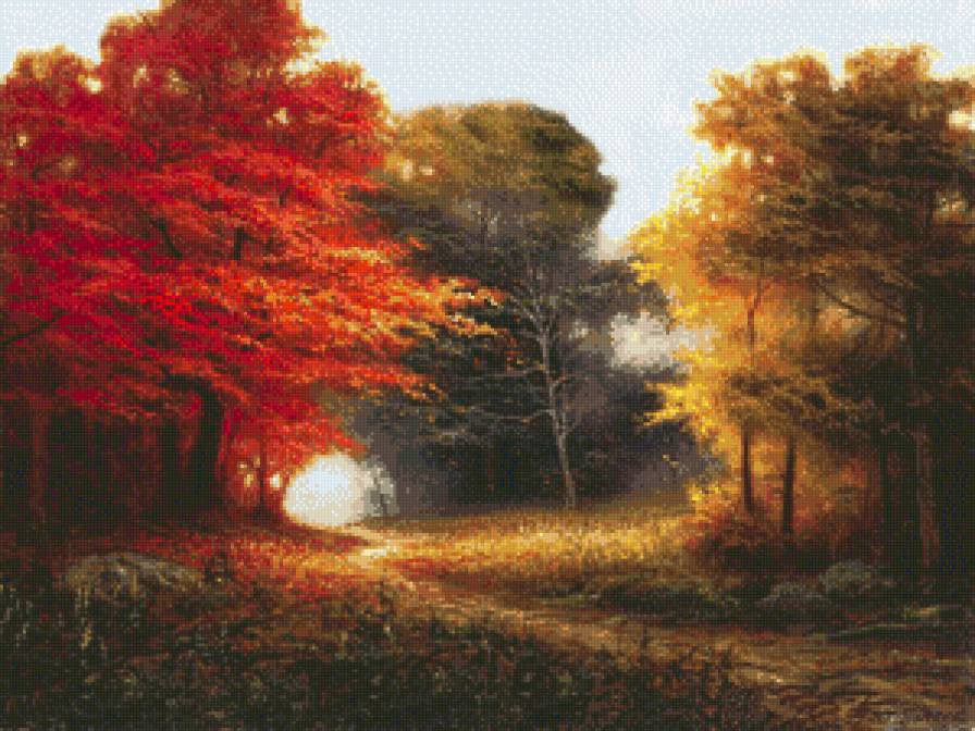 Egidio Antonaccio - ziwopis, las, drzewa, jesien, pejzaz - предпросмотр