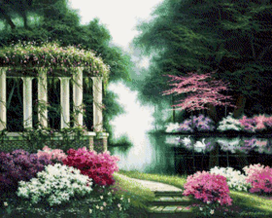 Egidio Antonaccio - kwiaty, park, ziwopis, drzewa - предпросмотр