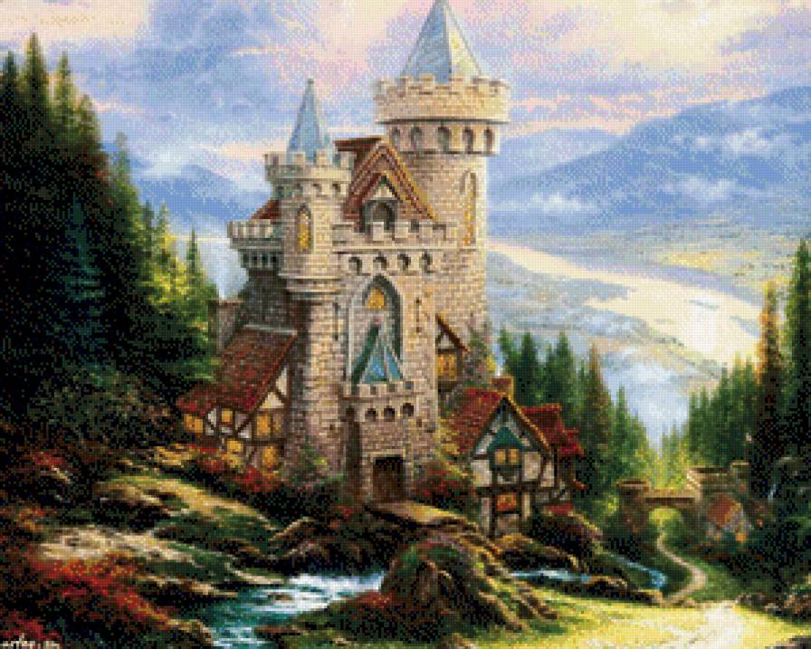 Томас Кинкейд Старинный замок - картины, пейзаж, картина - предпросмотр