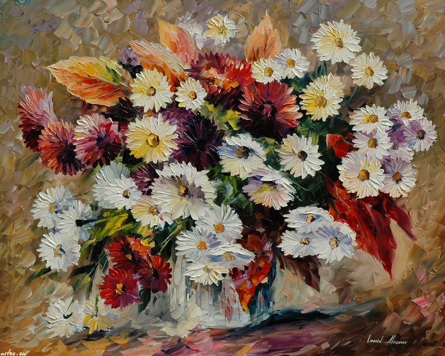 леонид Афремов мелодия красоты - цветы, картина, картины - оригинал