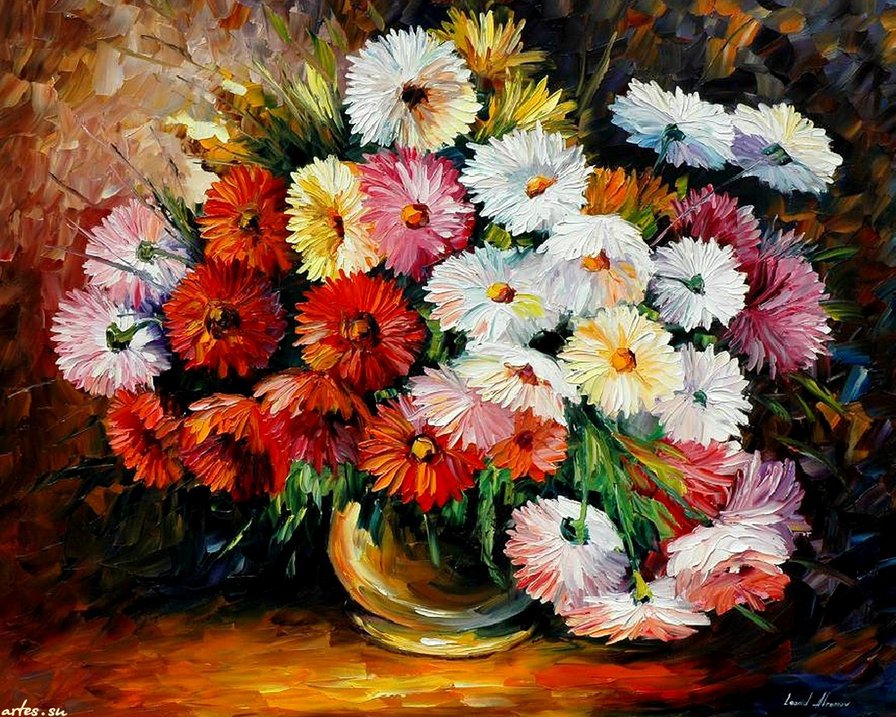 леонид Афремов магия цветов - картины, цветы, картина - оригинал