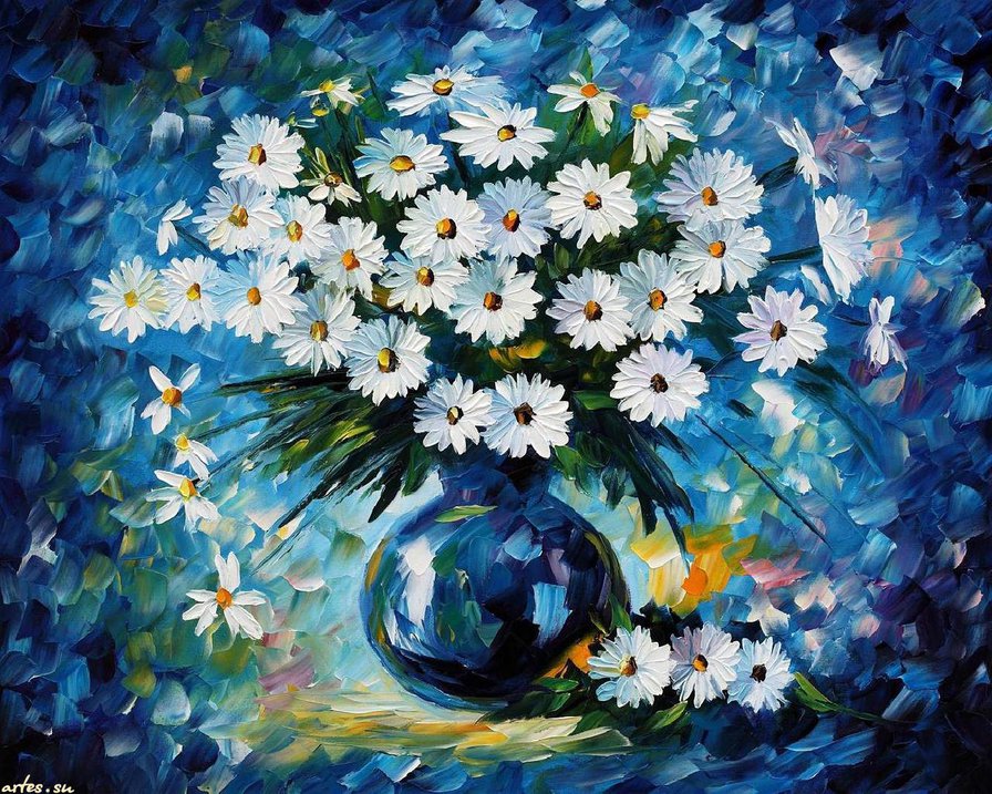 леонид Афремов букет ромашек - картины, картина, цветы - оригинал