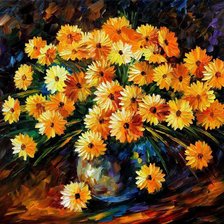 леонид Афремов букет желтых цветов