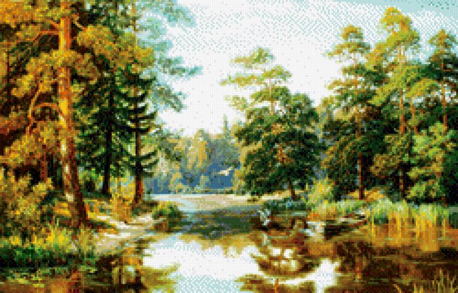 лесное озеро - пейзаж, природа, озеро, лес - предпросмотр