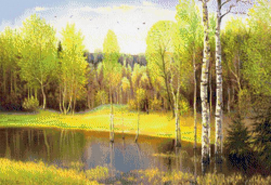 лесное озеро - лес, озеро, природа, пейзаж - предпросмотр