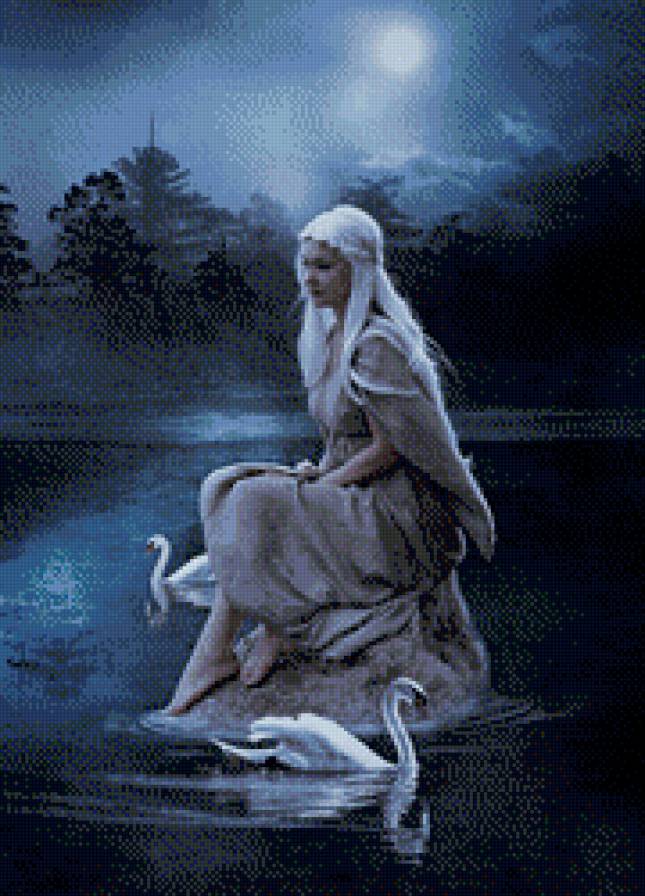 лебединое озеро - лебедь, девушка, озеро - предпросмотр