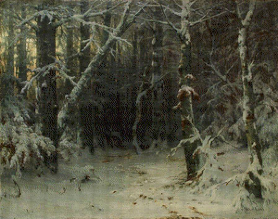 зимний лес И.Шышкин - природа, снег, зима, лес, дерево, елки, сугроб, пейзаж, сосна, ели - предпросмотр