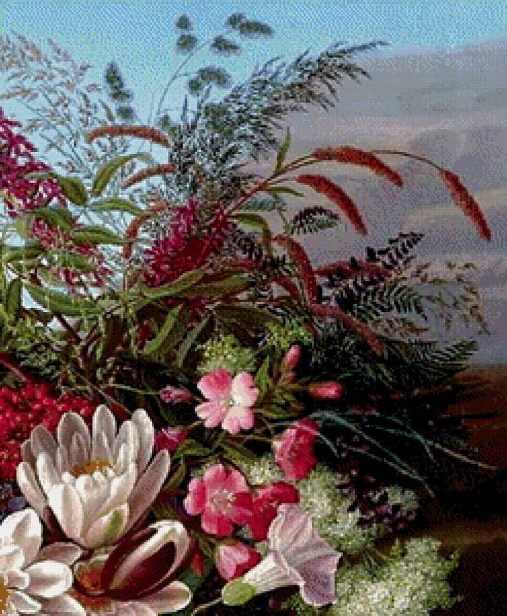 шикарный букет часть 2 - полевые цветы, цветы, картина, живопись, вьюнок, лотос, колокольчик - предпросмотр