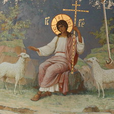 Оригинал схемы вышивки «Иисус Христос Пастырь Добрый» (№540592)