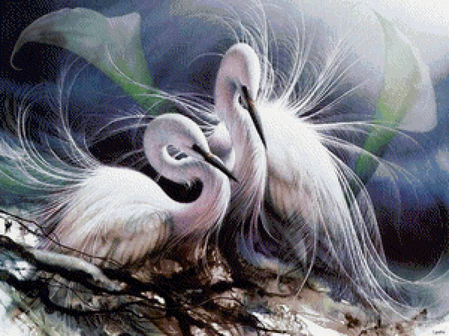 журавли - птицы, цветы, природа, журавли - предпросмотр