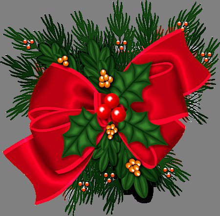 Рождественский бант - веточки, цветы, ягоды, бантик - оригинал