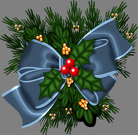 Рождественский бант - цветы, веточки, бантик, ягоды - оригинал