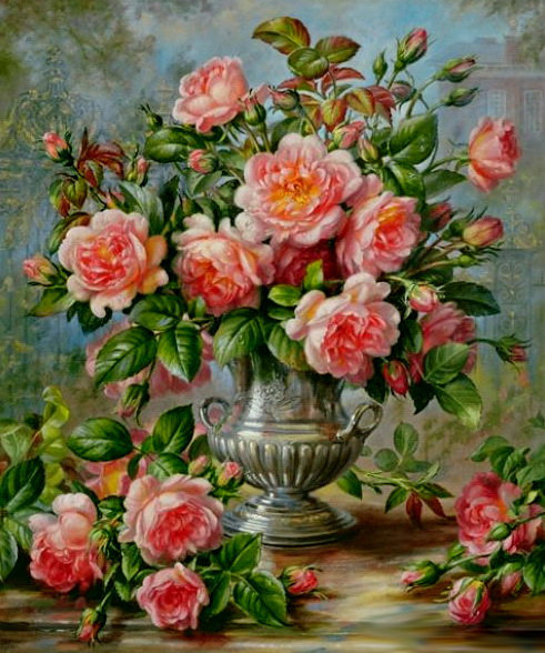 букет - ваза, роза, живопись, цветы, картина - оригинал