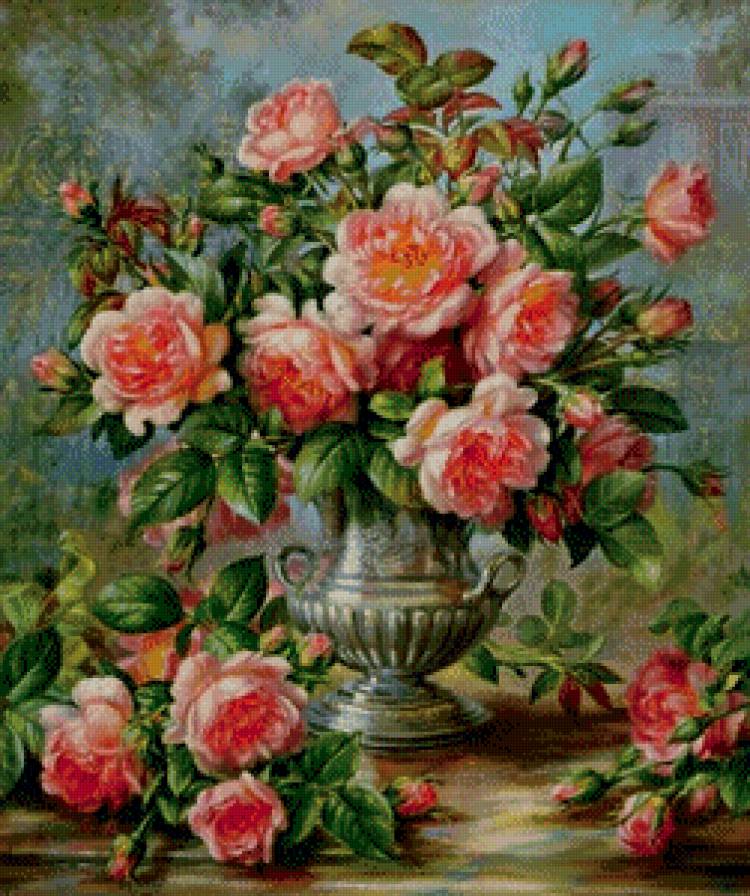 букет - роза, живопись, картина, цветы, ваза - предпросмотр