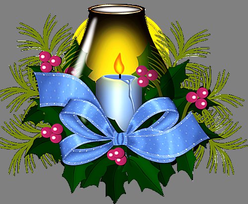 Рождественская свеча - веточки, ягоды, бант, свеча - оригинал