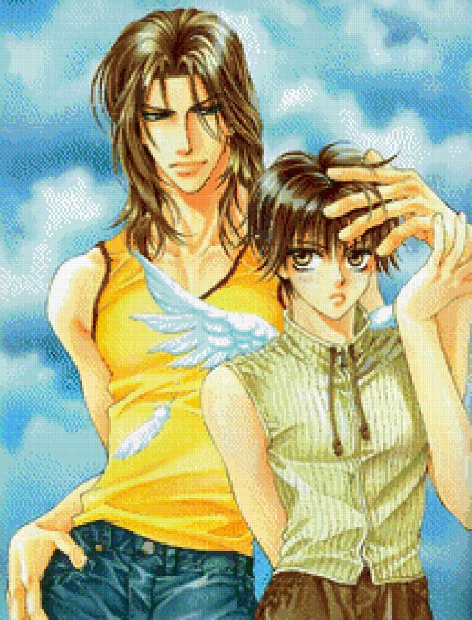 парни - небо, крылья, аниме, живопись, пара, парень, мужчина - предпросмотр