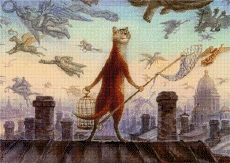 кот на крыше. ловец снов - животные, кот - предпросмотр