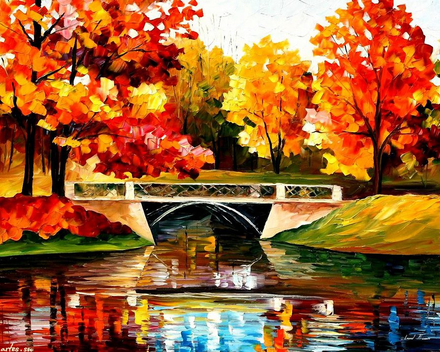 леонид Афремов сияние осени - картина, пейзаж, картины - оригинал