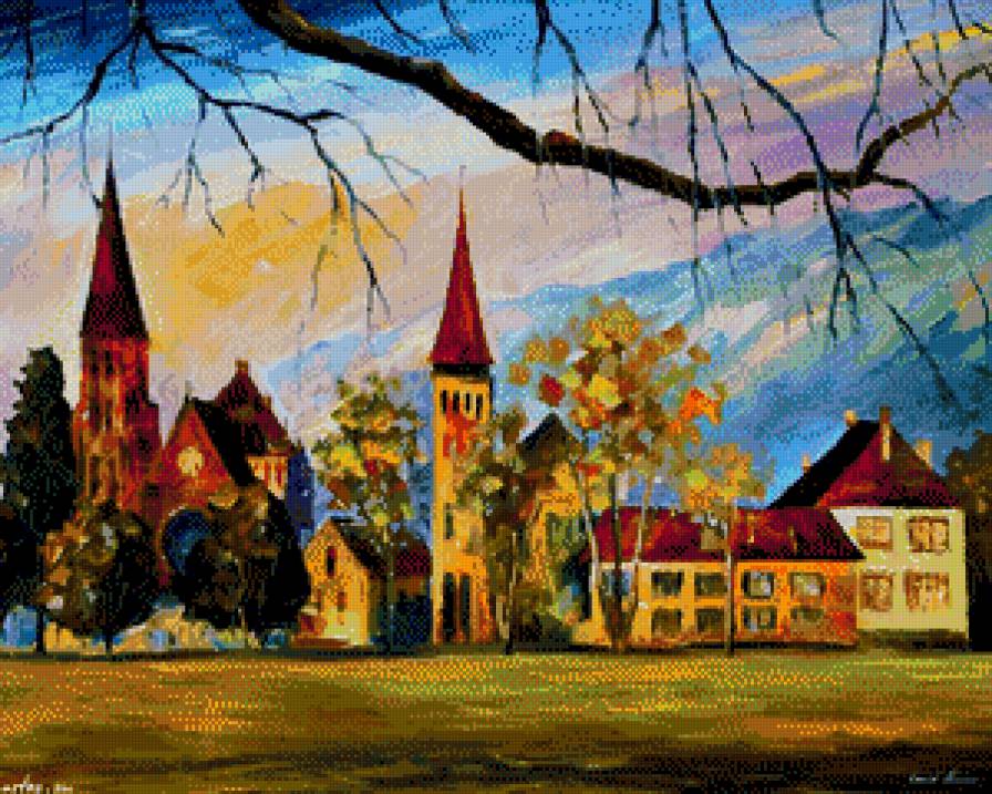 леонид Афремов швейцария - пейзаж, картины, картина - предпросмотр