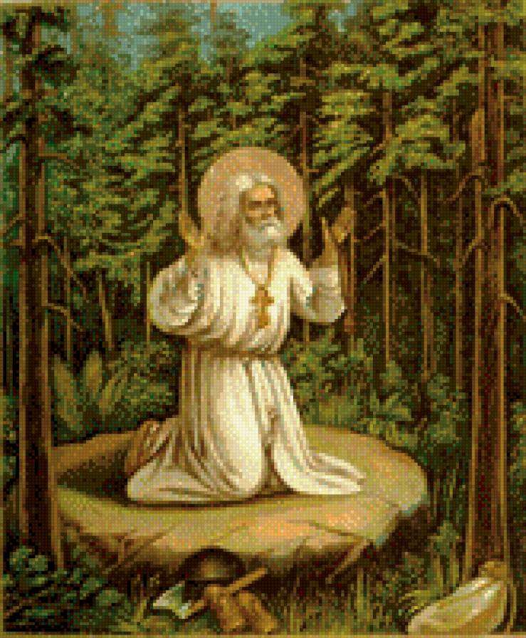 Серафим на камне - икона, религия - предпросмотр