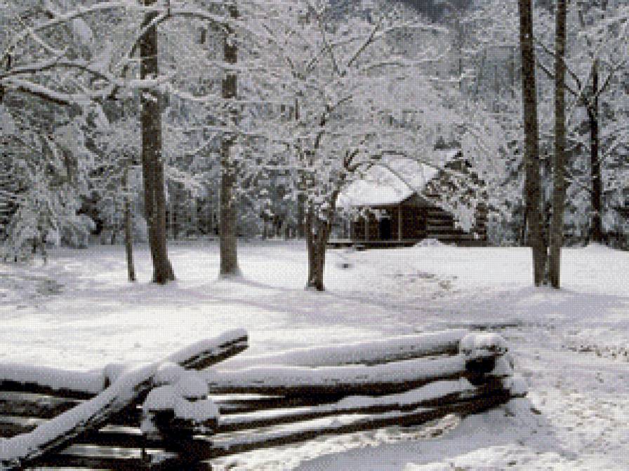 Зимний пейзаж - снег, деревья, зима, иней - предпросмотр