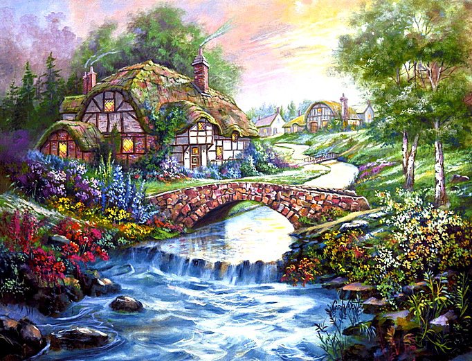 Уютный домик - красота, пейзаж, цветы, домик - оригинал