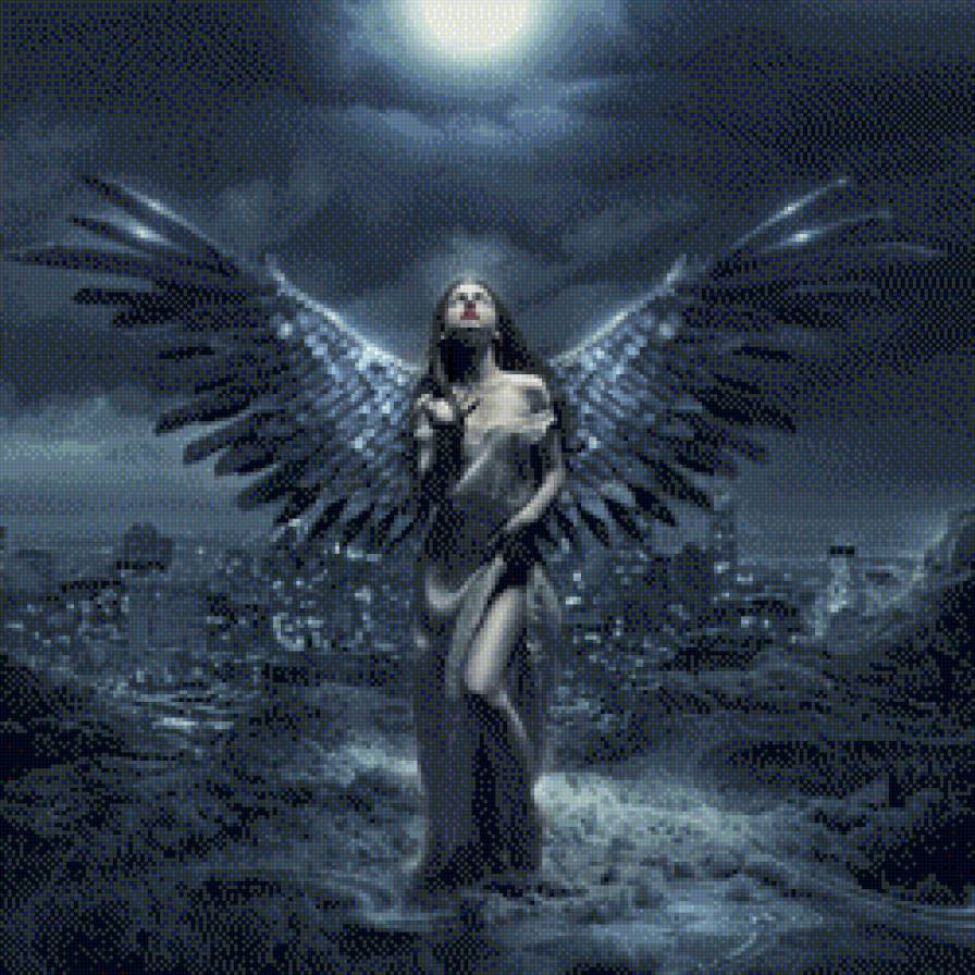 ангел - девушка, ангел, ночь - предпросмотр