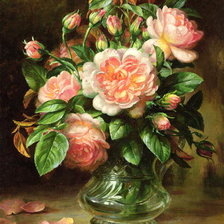 Оригинал схемы вышивки «English Elegance Roses in a Glass» (№541969)