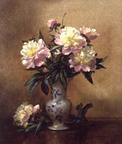 Peonies in a Blue and White Vase - оригинал