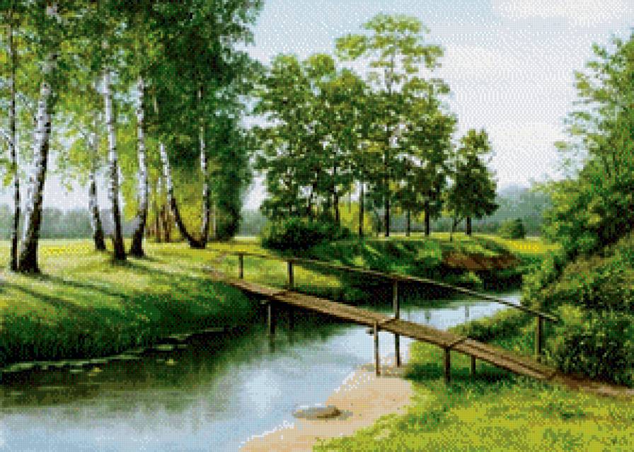 тихая речка-5 - лес, река, березы, природа, пейзаж - предпросмотр