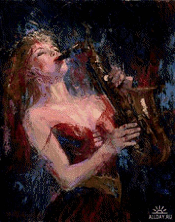 музыка - девушка саксафон музыка - предпросмотр