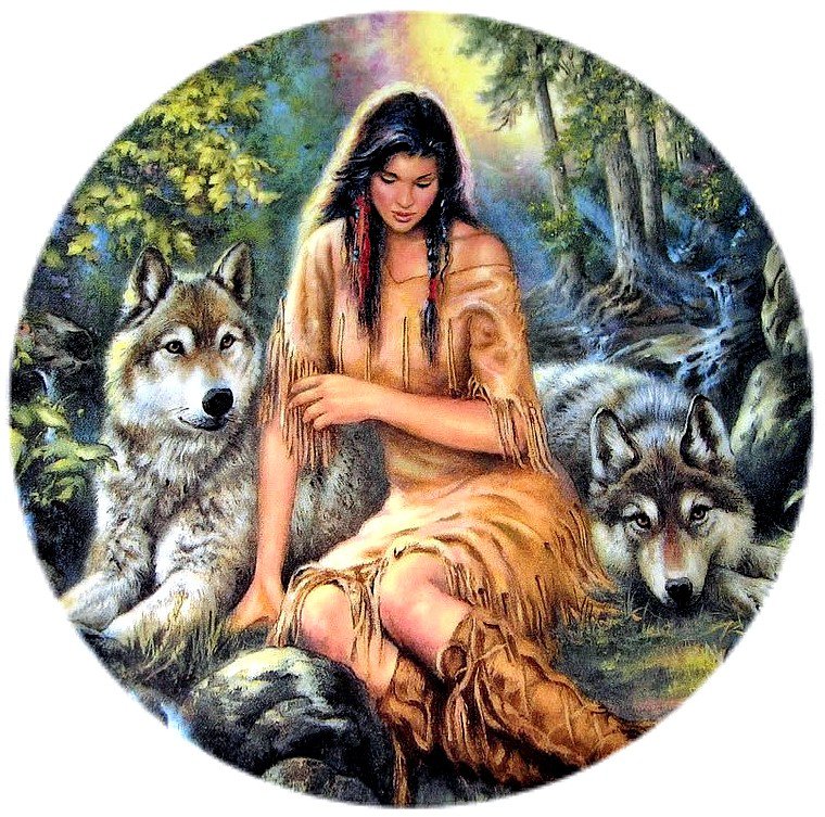Девушка племени Майя - индейцы, майя, девушка, волки - оригинал