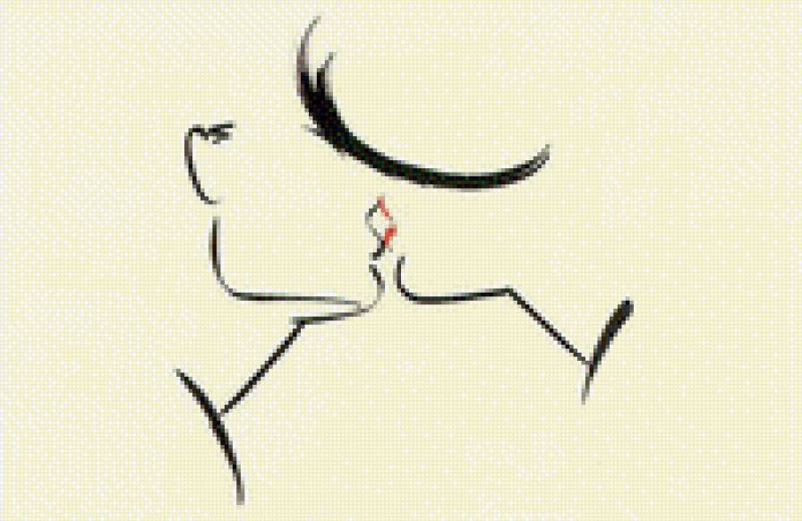 Поцелуй - контур, монохром, поцелуй - предпросмотр